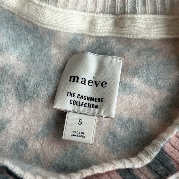 Size Small Maeve Anthropologie Brushed Cashmere Boxy Crop Sweater Cheetah Print - Picture 7 of 10